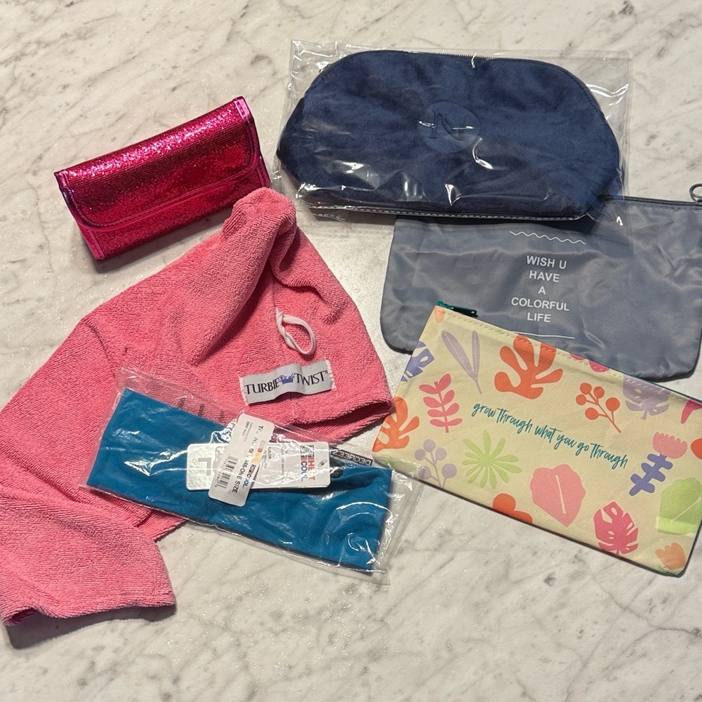 Accessory Bundle Pouches Headband Turbie Twist Cosmetic Case